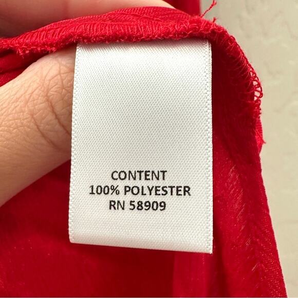 CHELSEA & VIOLET | Red Swiss Dot Pleated Midi Skirt Side Slit | Size Small - Picture 7 of 8